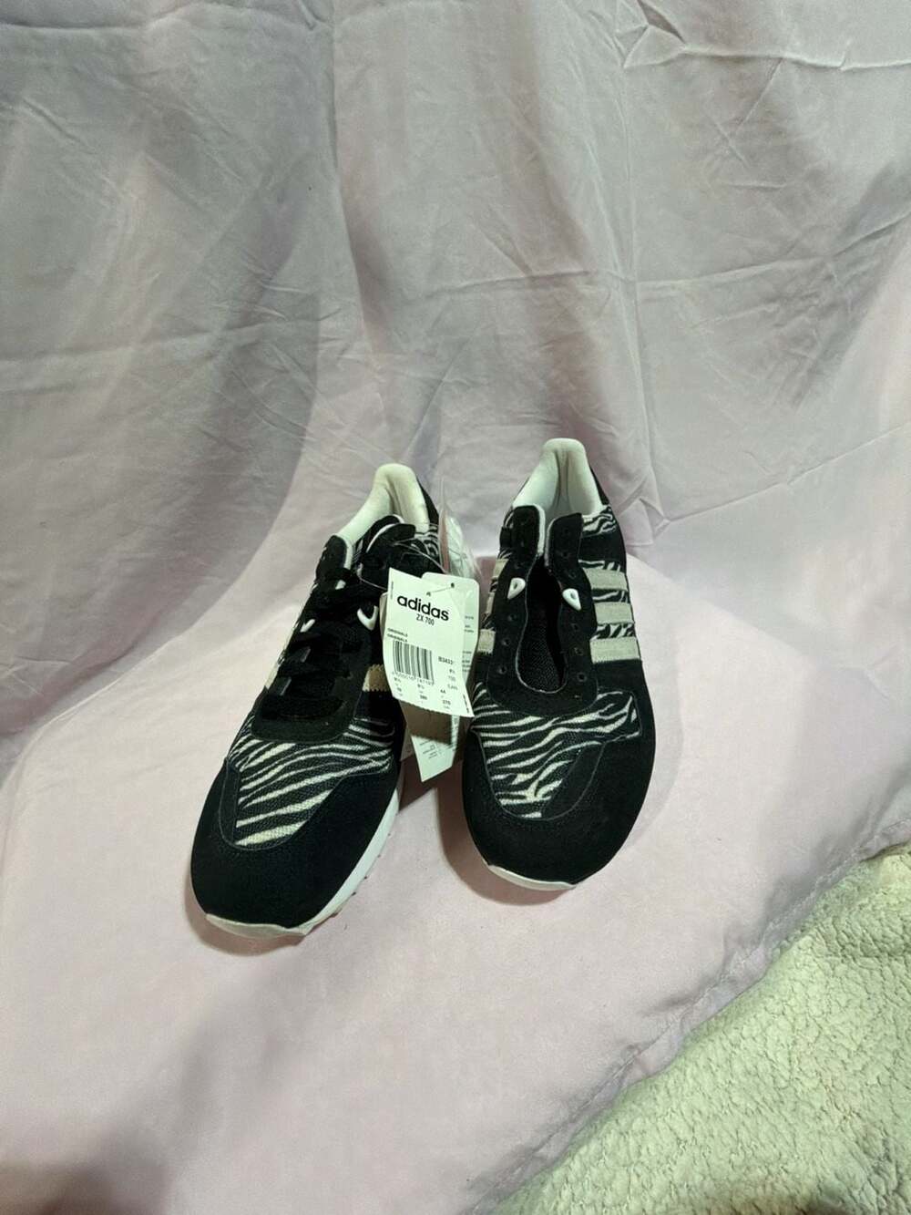 Adidas ZX 700 Size 10.5 Zebra Print Black White Casual Shoes